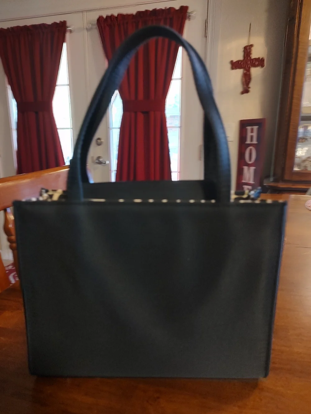 kate spade Mini Black Tote with Patterned Interior